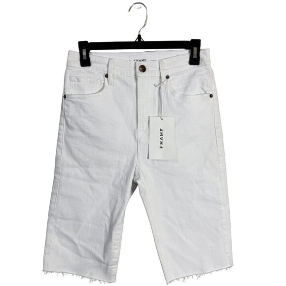 Frame Le Vintage Bermuda Shorts Women's 25 White Denim High Rise Stretch NWT - Picture 3 of 15